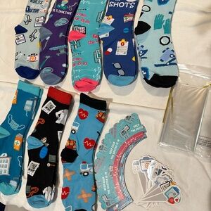 Colorful Medical-Themed women’s Socks Set New With Tags